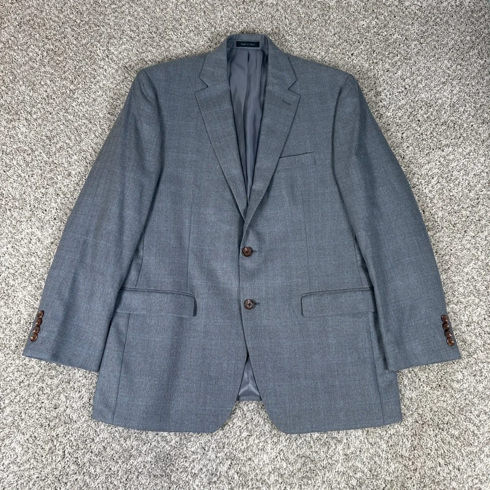 Lauren Ralph Lauren Blazer Mens 42R Grey Blue Plaid Two Button Double Vent Notch